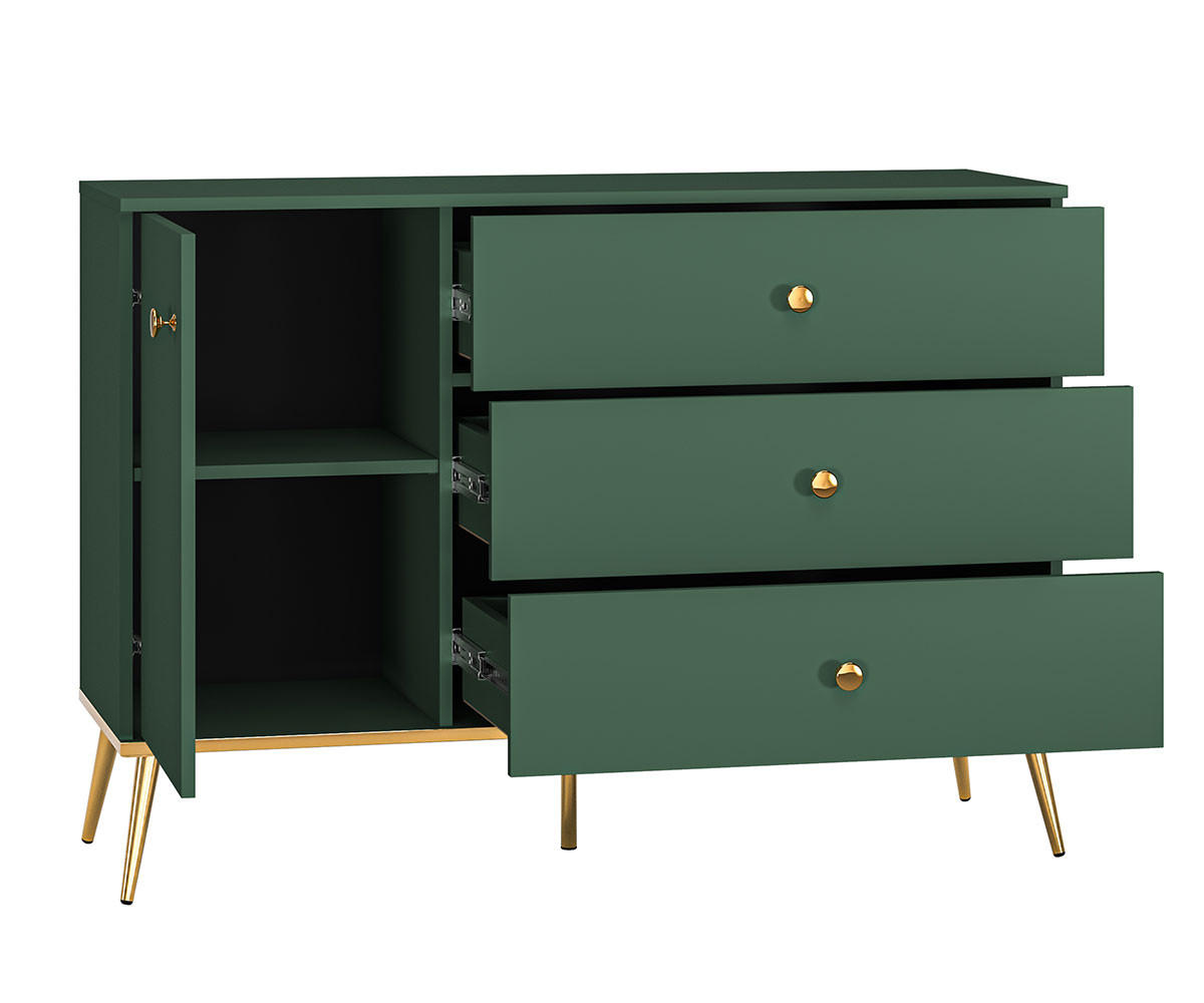 SIDEBOARD Forest dunkelgrün / gold 120 / 40 / 85cm - Grün, Holz/Holzwerkstoff (120/85/45cm) - Feldmann-Wohnen
