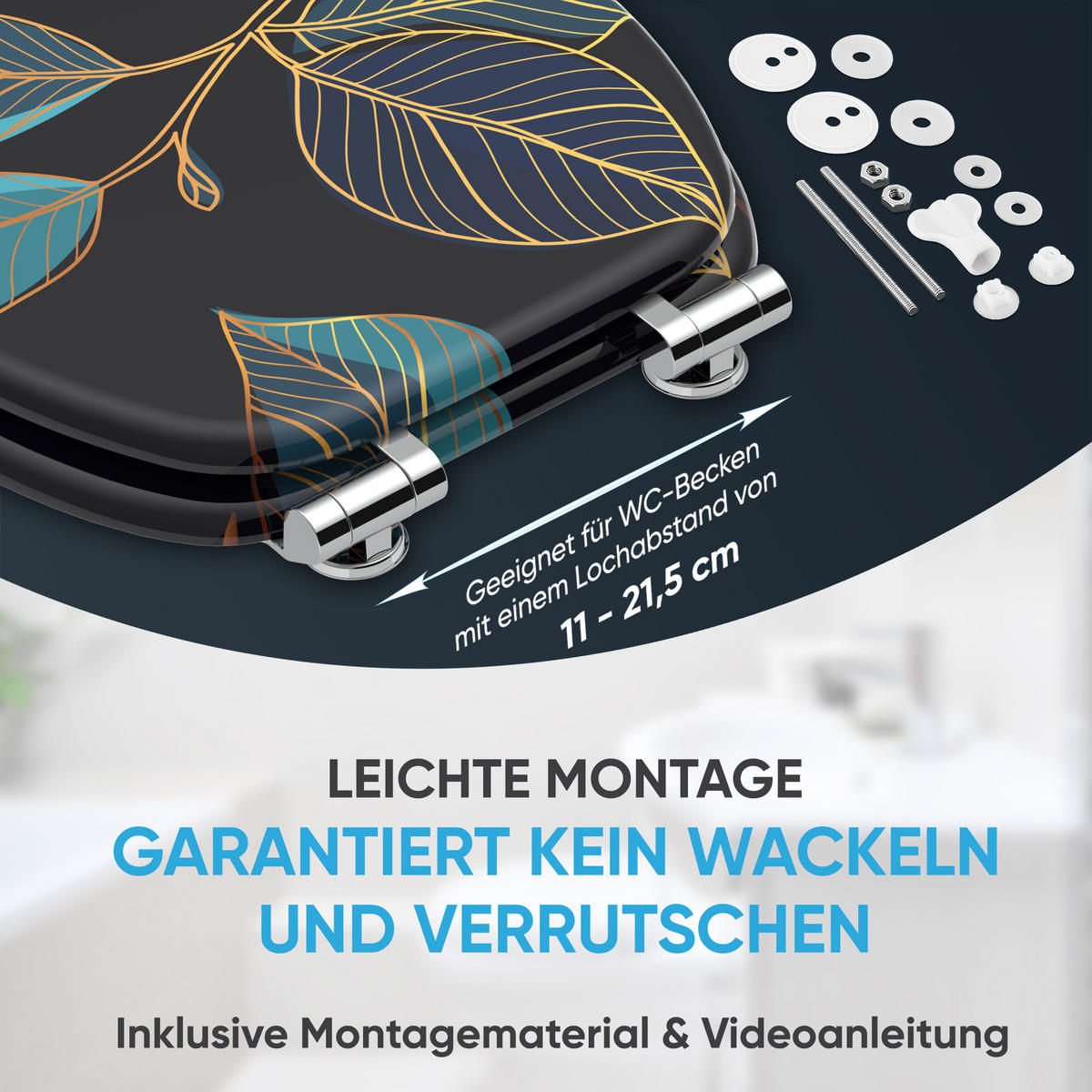 WC Sitz mit Absenkautomatik Tavira - Schwarz, Holzwerkstoff (38/6/47cm) - Sanilo