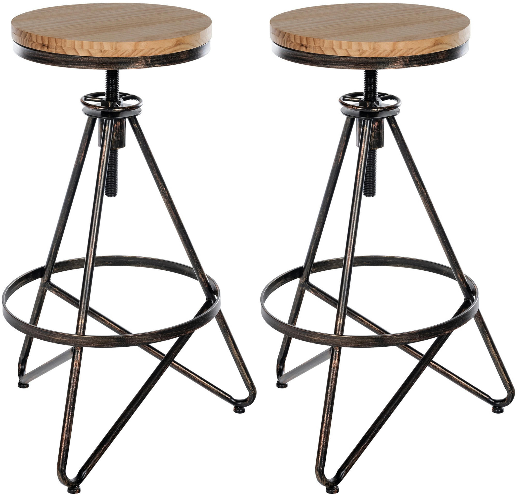 BARHOCKER 2er Set Metall Bronze - Bronzefarben, Metall (44/67/44cm) - CLP