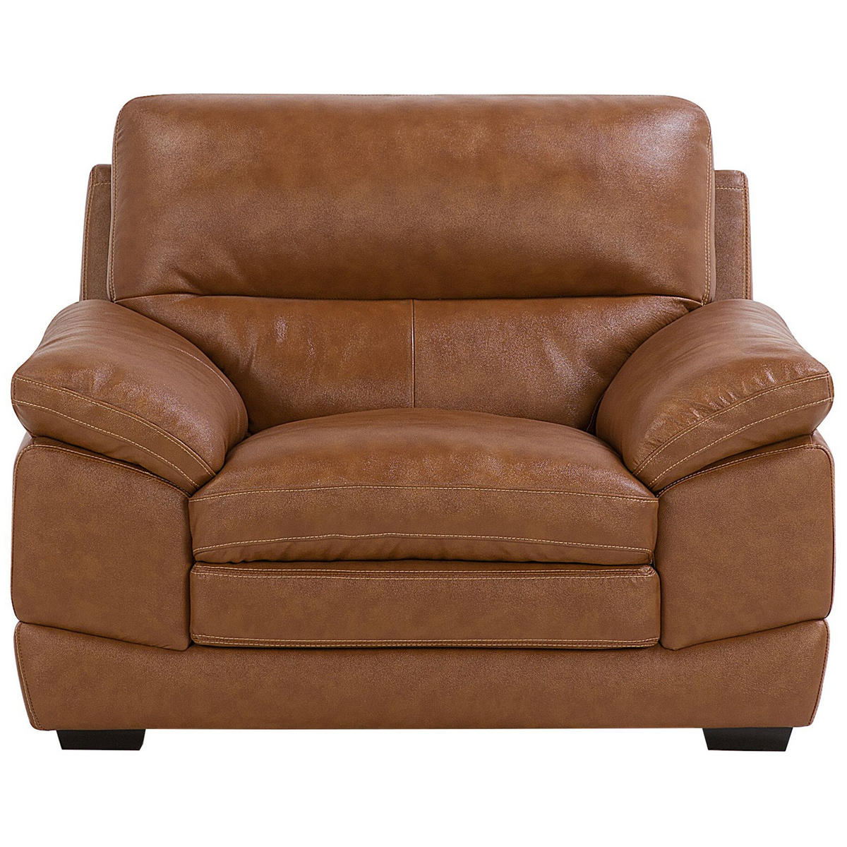SESSEL Leder goldbraun Horten - Braun, Leder/Kunststoff (115/89/85cm) - Beliani