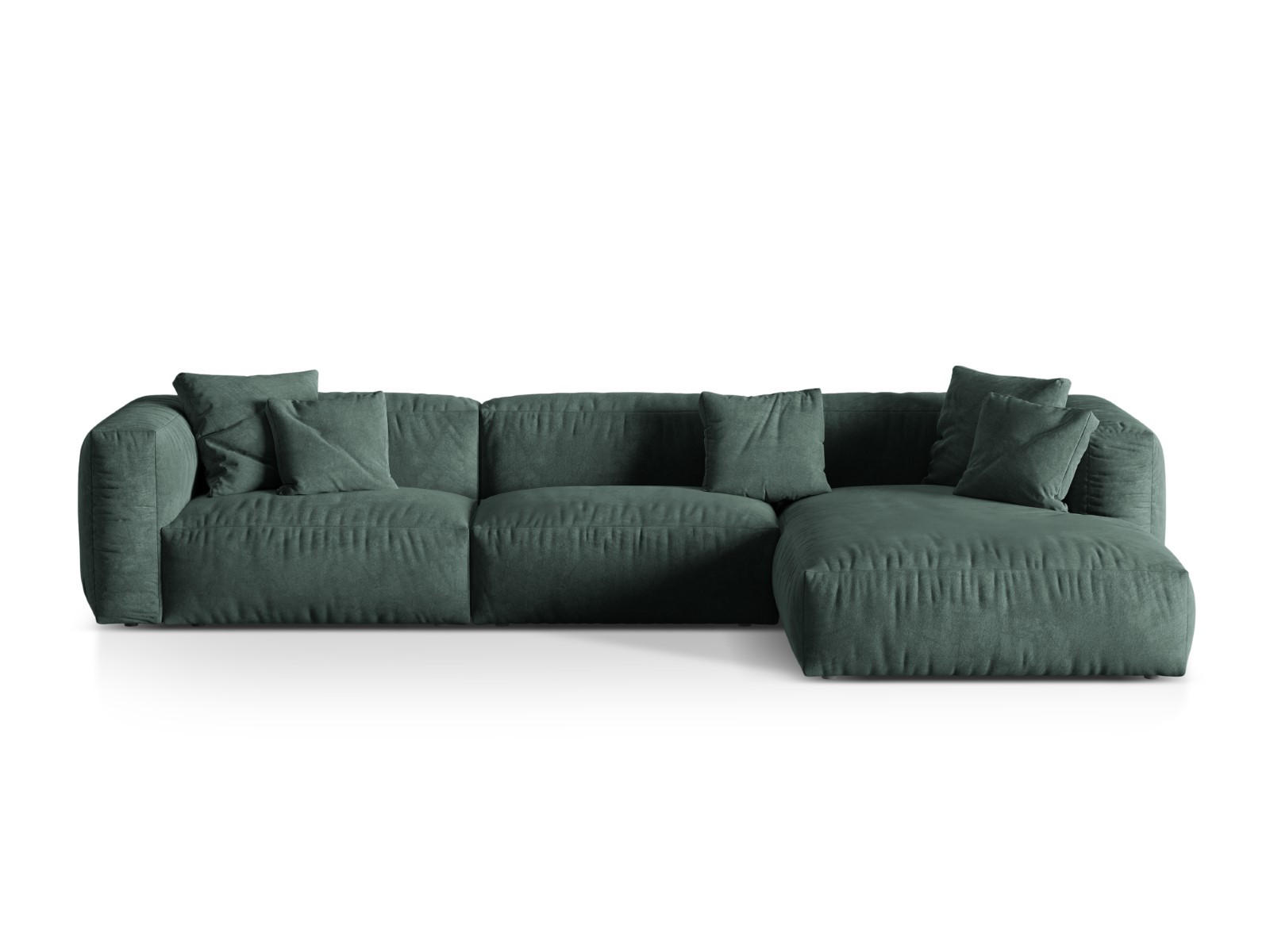 ECKSOFA modular rechts Martina aus Samt petrol 3 Sitzplätze - Salbeigrün, Textil (176/332cm) - Micadoni