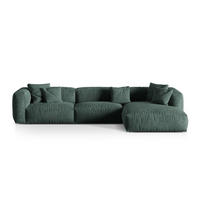 ECKSOFA modular rechts Martina aus Samt petrol 3 Sitzplätze - Salbeigrün, Textil (176/332cm) - Micadoni