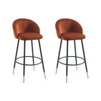 BARHOCKER 2er-Set - Samt & Metall - Terracotta - ELIRAM - Braun, Textil (58/96/49cm) - Vente-Unique