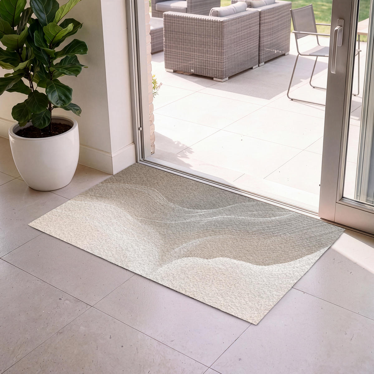 ROHOŽKA Vlnité linie - Vzdušné proudy - Harmonické 120x80 cm - béžová, textil/umělá hmota (120/0.4cm) - MuchoWow