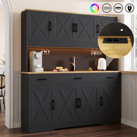 GESCHIRRSCHRANK Schwarz 150/40/180 - Schwarz, Holzwerkstoff (150/180/40cm)