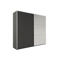 KLEIDERSCHRANK Govi 225 Schwarz, zweitüriger Schiebeschrank mit Spiegel - Schwarz, Holzwerkstoff (225/215/65cm) - Bettso