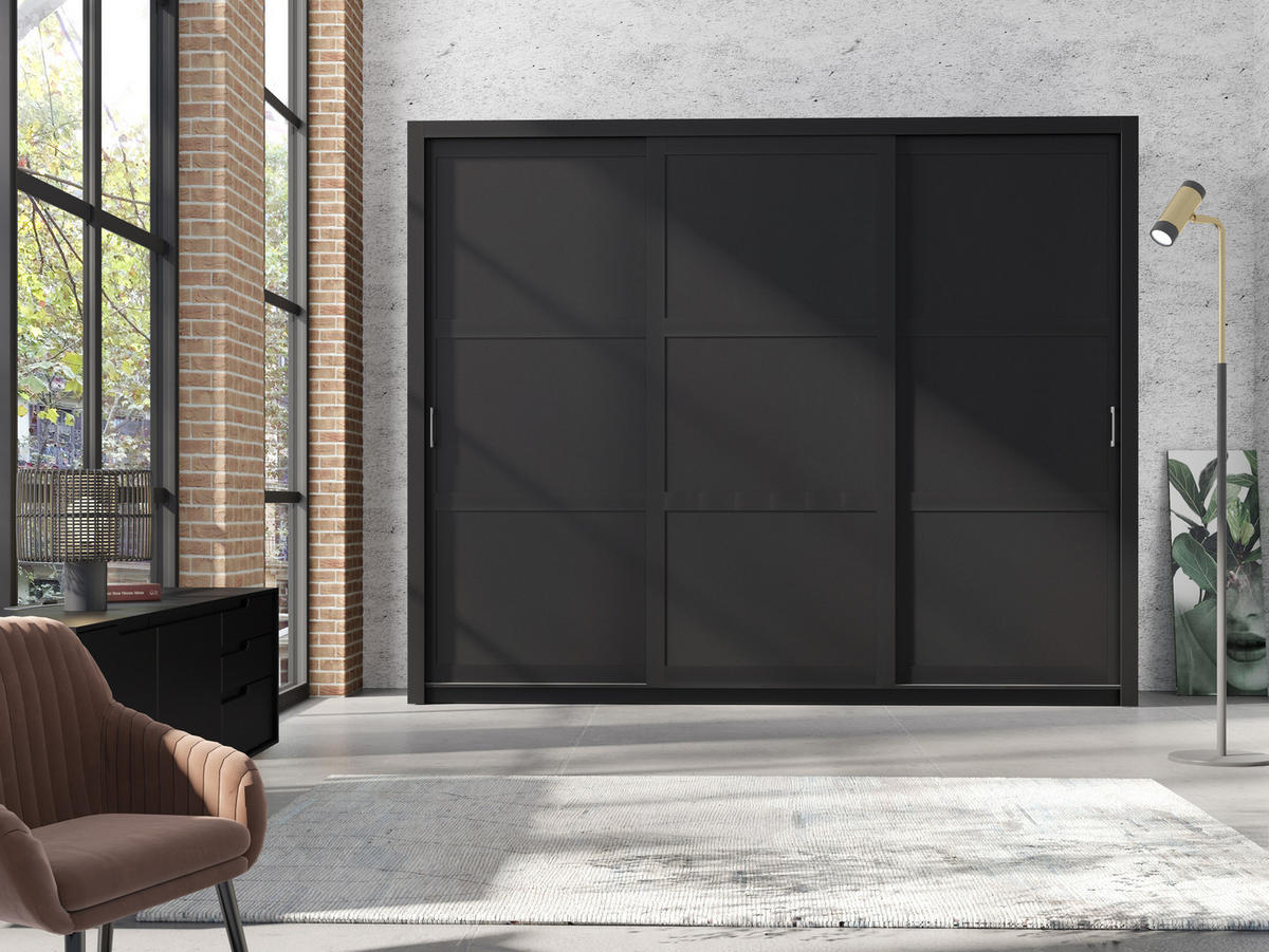 SCHIEBETÜRENSCHRANK - Kleiderschrank Sahara - 250 - Schwarz - Schwarz, Holzwerkstoff (255/206/60cm) - Möblo