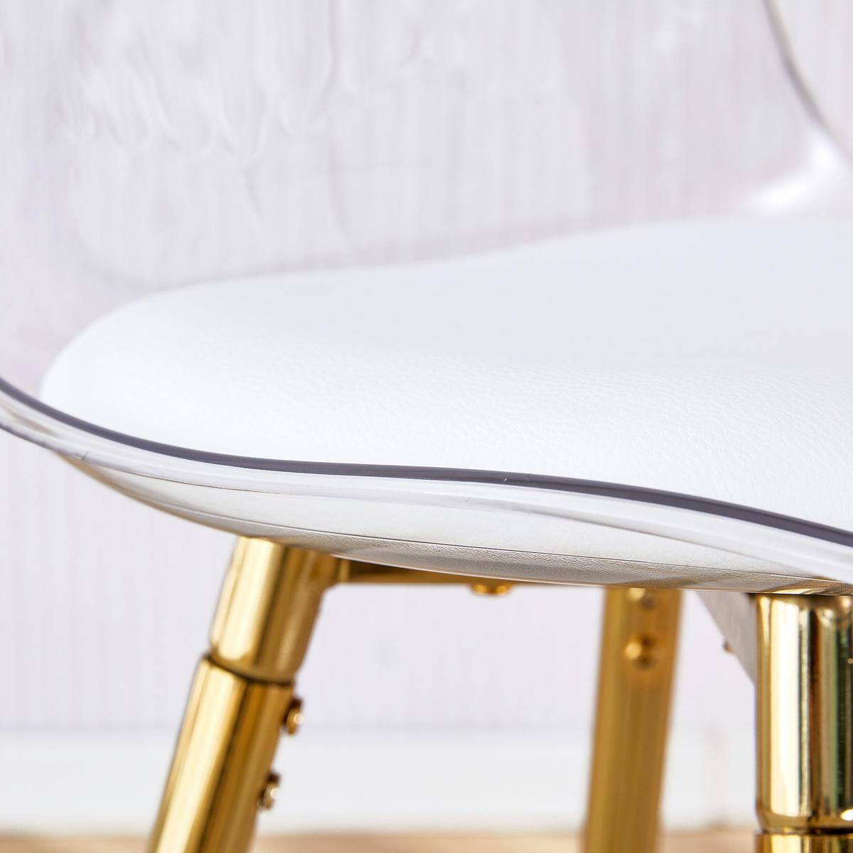 BARHOCKER 2er-Set Gold und Transparent mit Rückenlehne - Goldfarben, Metall (38/96.5/33cm) - PANGIVO