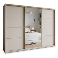 SCHWEBETÜRENSCHRANK VARO 270/205/60 cm 3-türig mit Spiegel Kaschmir - Kaschmir, Holzwerkstoff (270/205/60cm) - MASSENO