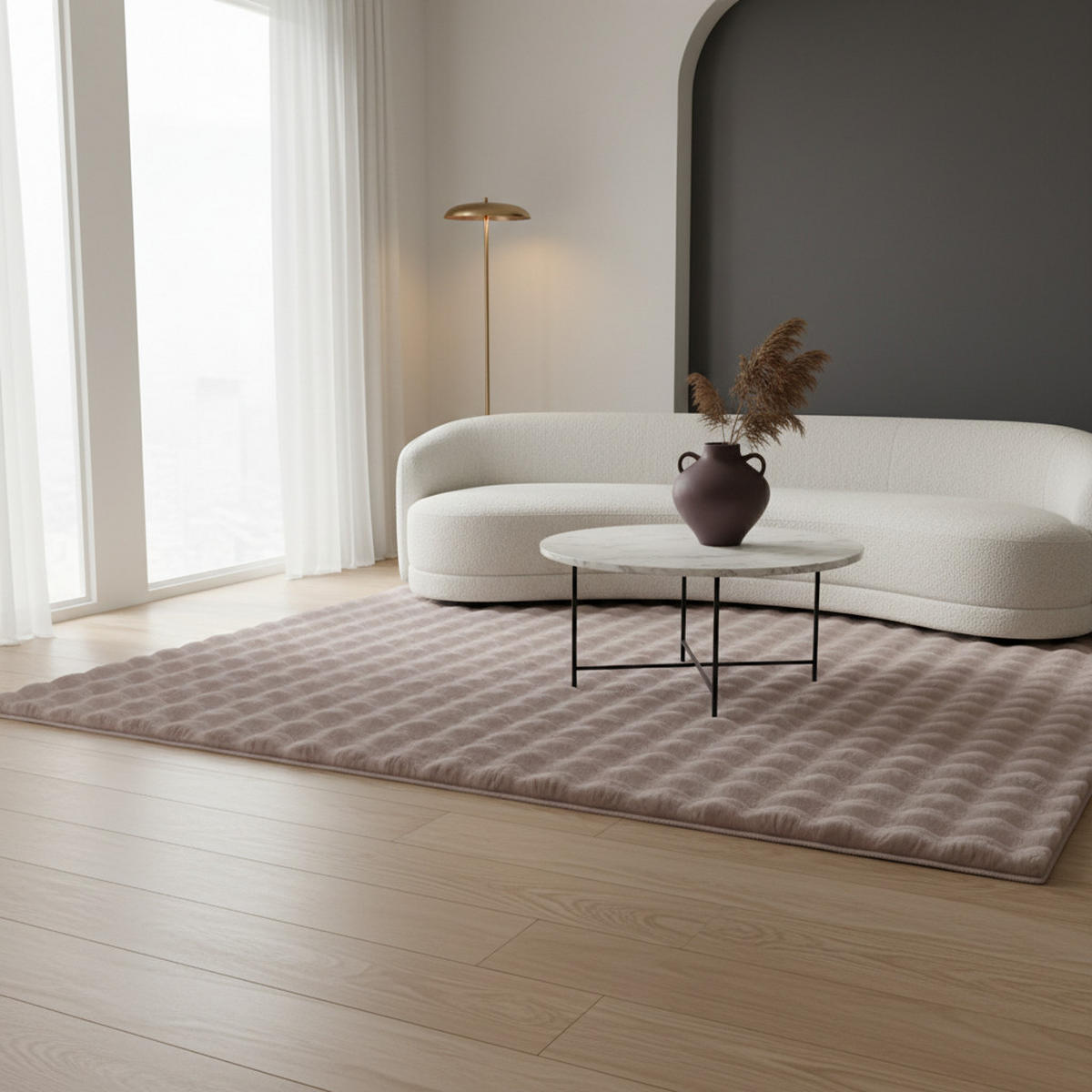 HOCHFLORTEPPICH Waschbar NAUDERS, einfarbig, Beige, 140 x 200 cm - Beige, Textil (140/200cm) - KADIMA DESIGN