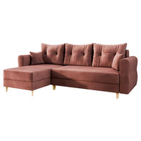 ECKSOFA Zako L - Dunkelrosa/Naturfarben, Holz/Textil (238/138cm) - MIRJAN24