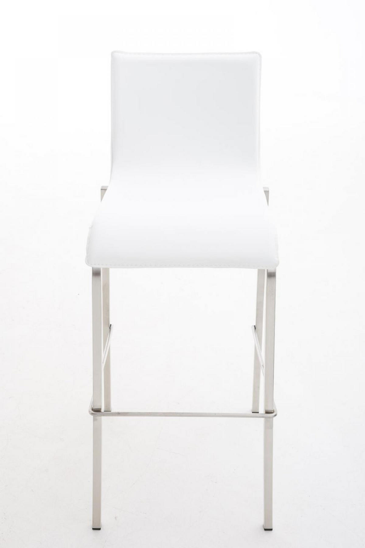 BARHOCKER Lederlook weiß - Edelstahlfarben/Weiß, Textil/Metall (43/103/51cm) - CLP