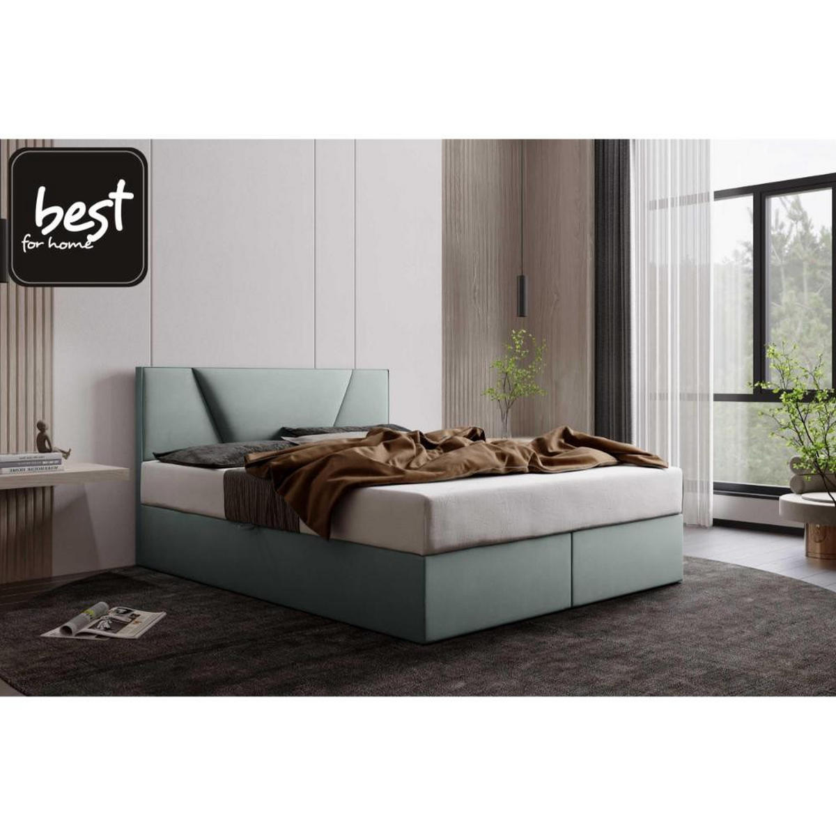 BOXBETT Jubilee Bonellfederkern inkl. Topper - Mintgrün, Holz/Holzwerkstoff (160/200cm) - Best For Home