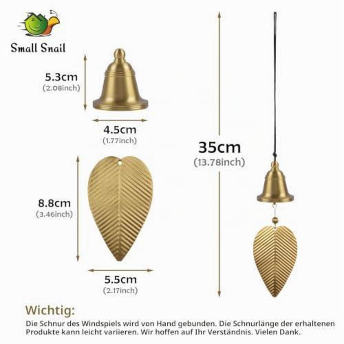 WINDSPIEL Kupfer 35 cm - Bronzefarben, Metall (35/5/5.3cm)