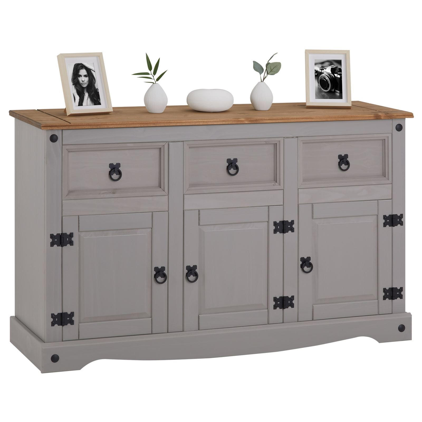 SIDEBOARD RAMON - Naturfarben/Grau, Holz (125/76/40cm) - CARO-Möbel