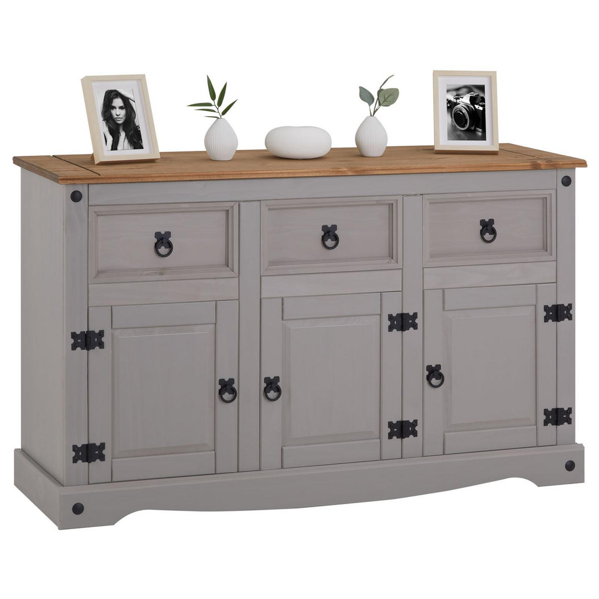 SIDEBOARD RAMON - Naturfarben/Grau, Holz (125/76/40cm) - CARO-Möbel