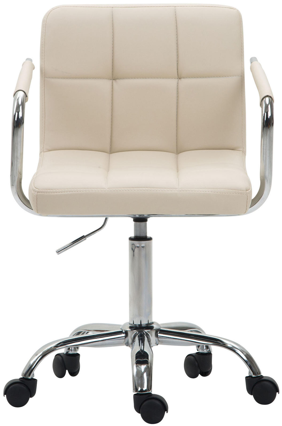 DREHSTUHL Lederlook creme - Chromfarben/Creme, Textil/Metall (52/76/44cm) - CLP