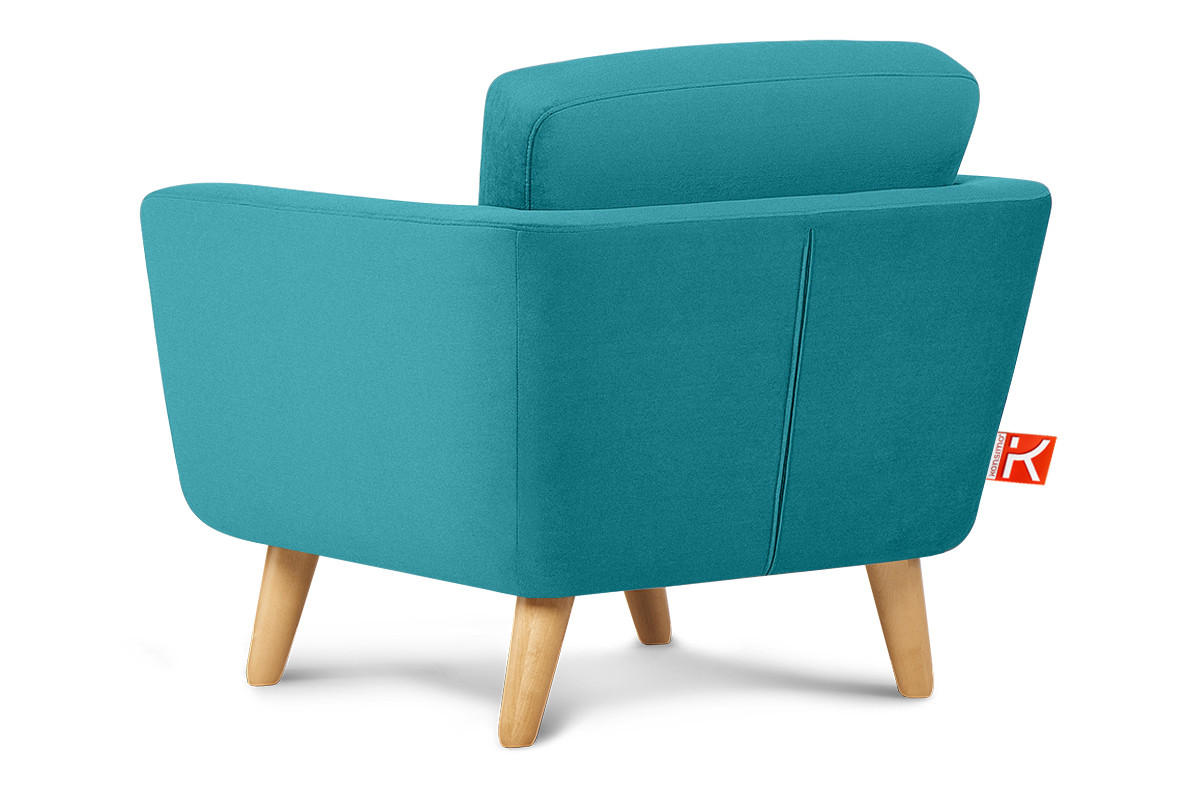 SESSEL TAGIO Massivholz-Beine, blau - Türkis/Braun, Buchenholz/Textil (86/80/88cm) - KONSIMO®