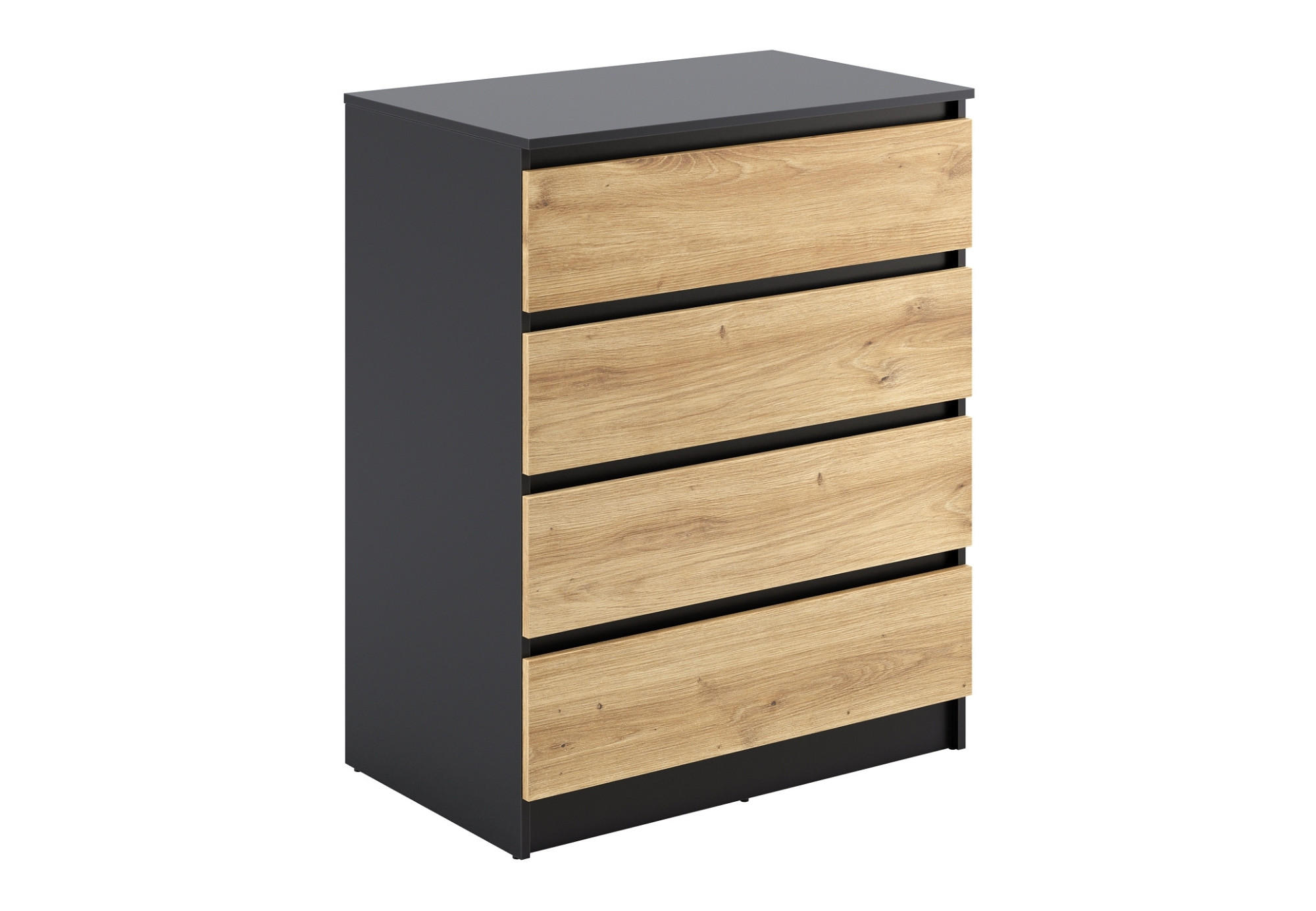 Home Collective KOMODA se 4 zásuvkami, šířka 80 cm, antracit / dub Artisan