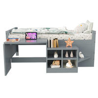 KINDERBETT 90/200 cm mit Schreibtisch, Stauraum und USB-Steckdose, Grau - Grau, Holzwerkstoff (90/200cm) - Redom