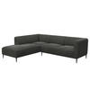 2,5-SITZER ECKSOFA mit Ottomane - Schwarz/Grün, Textil/Metall (252/205cm) - home24