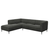 2,5-SITZER ECKSOFA mit Ottomane - Schwarz/Grün, Textil/Metall (252/205cm) - home24