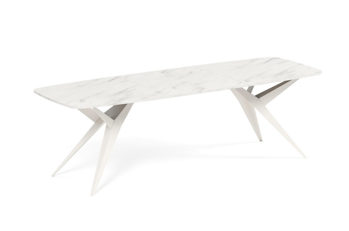 ESSTISCH AXIS - Kaschmir/Weiß Hochglanz, Holzwerkstoff/Metall (90/180/76cm) - Meblini