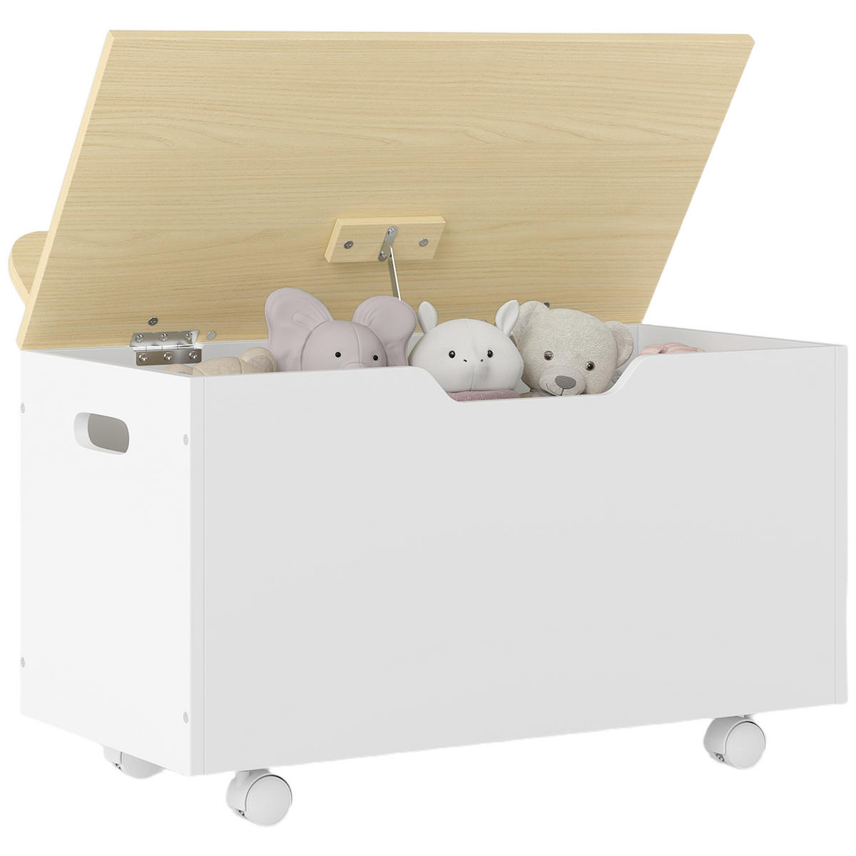 SPIELZEUGTRUHE DE-17272 mit Rollen & Sicherheitsscharnier Weiß - Weiß, Holzwerkstoff (30/59cm) - ComfortXL