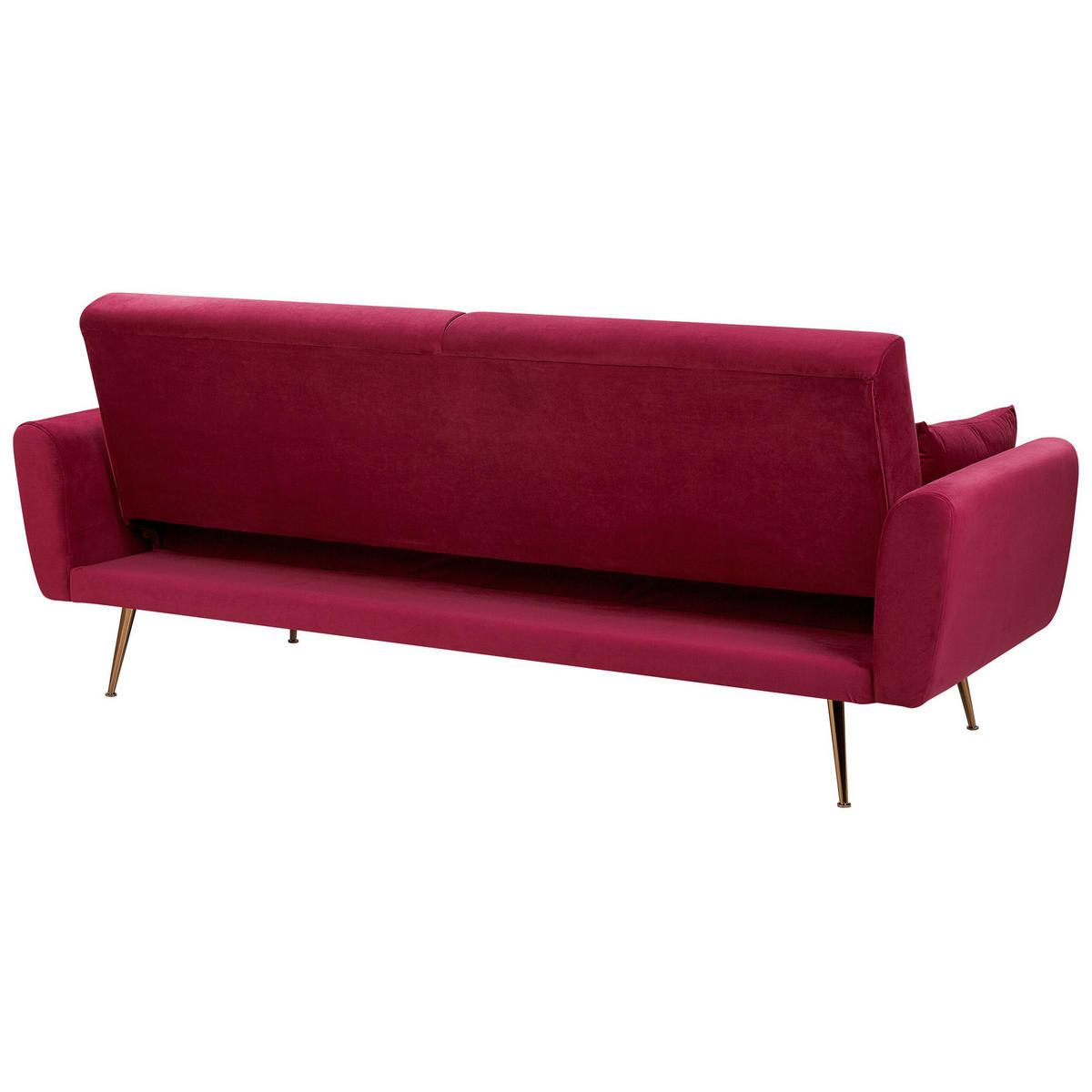 3-SITZER-SCHLAFSOFA Samtstoff Burgunderrot Eina - Dunkelrot, Textil (210/86/81cm) - Beliani
