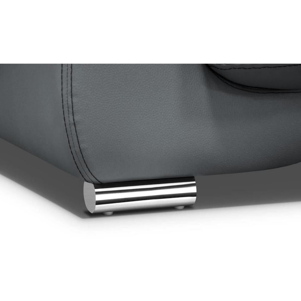 SOFA 3-SITZER Omega grau - Chromfarben/Grau, Leder/Metall (225/88/98cm) - Beautysofa