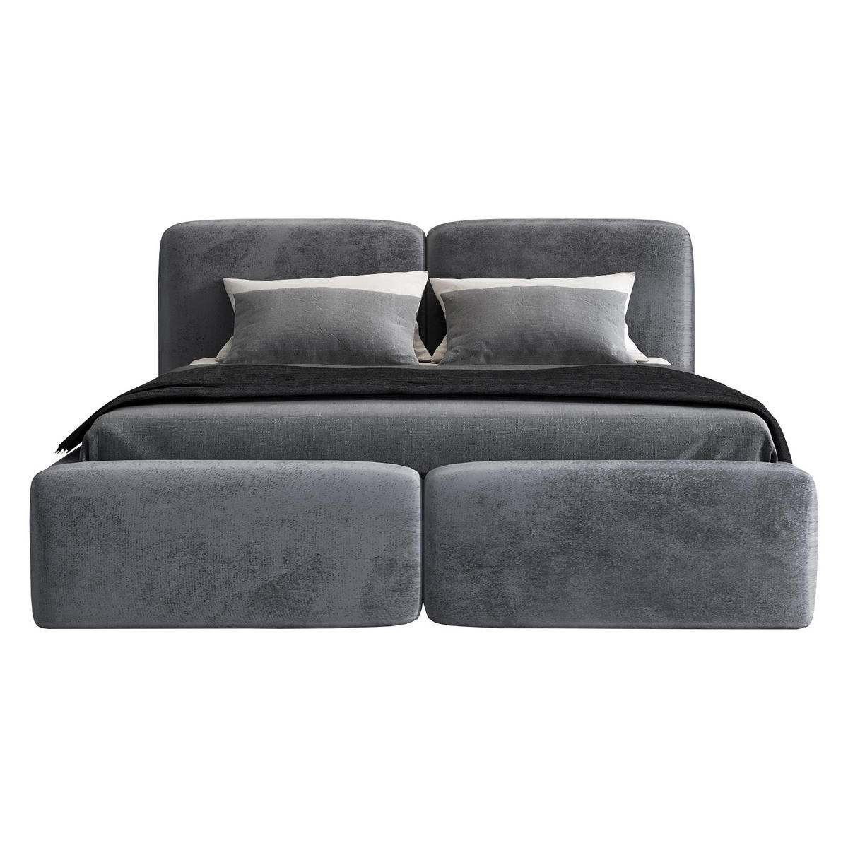 POLSTERBETT OLKE 140x200 Dunkelgrau - Dunkelgrau, Textil (140/200cm) - A&J MöbelLand