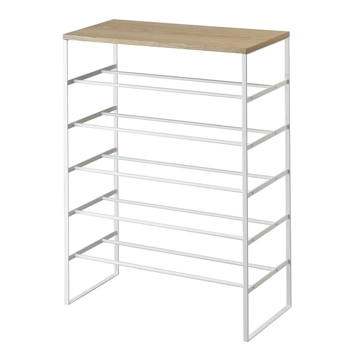 SCHUHREGAL Tower weiß 66/87/25 cm schmal mit Ablage - Weiß, Metall (66/87/25cm) - Yamazaki