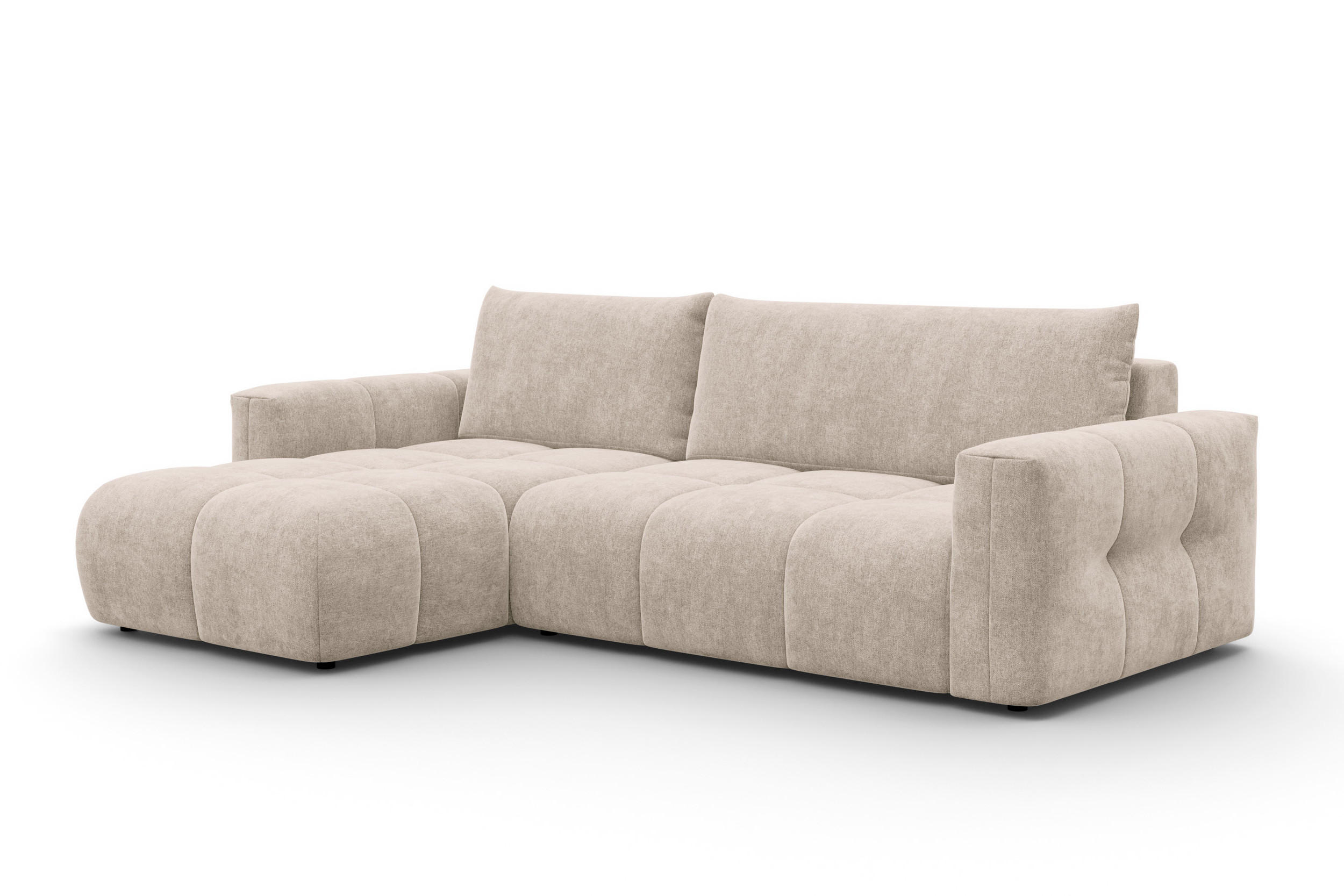 ECKSOFA VERONA 4-Sitzer links, Beige - Beige/Schwarz, Holz/Textil (266/173cm) - Courtois Laville