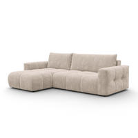 ECKSOFA VERONA 4-Sitzer links, Beige - Beige/Schwarz, Holz/Textil (266/173cm) - Courtois Laville
