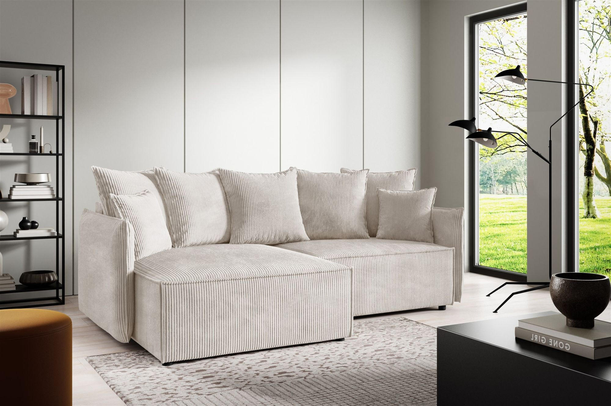 ECKSOFA Minea Mit Schlaffunktion - Weiß, Holzwerkstoff/Textil (221/153cm) - Fun Möbel