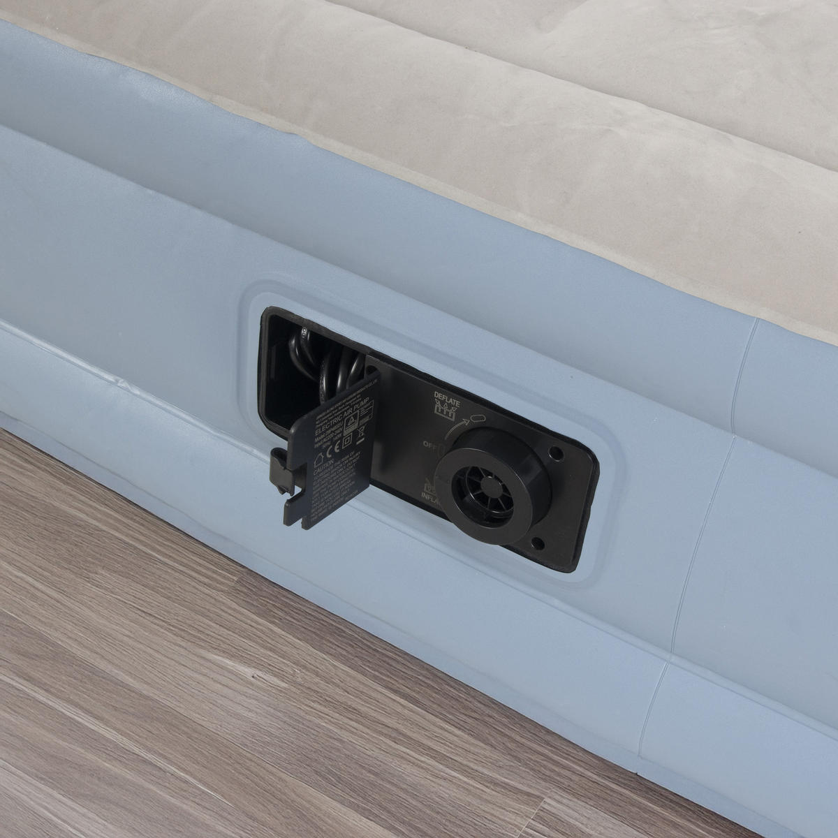 LUFTBETT Luftmatratze selbstaufblasend 203 x 152 x 33 cm mit integrierter Pumpe - Grau/Hellblau, Kunststoff (152/203cm) - Avenli