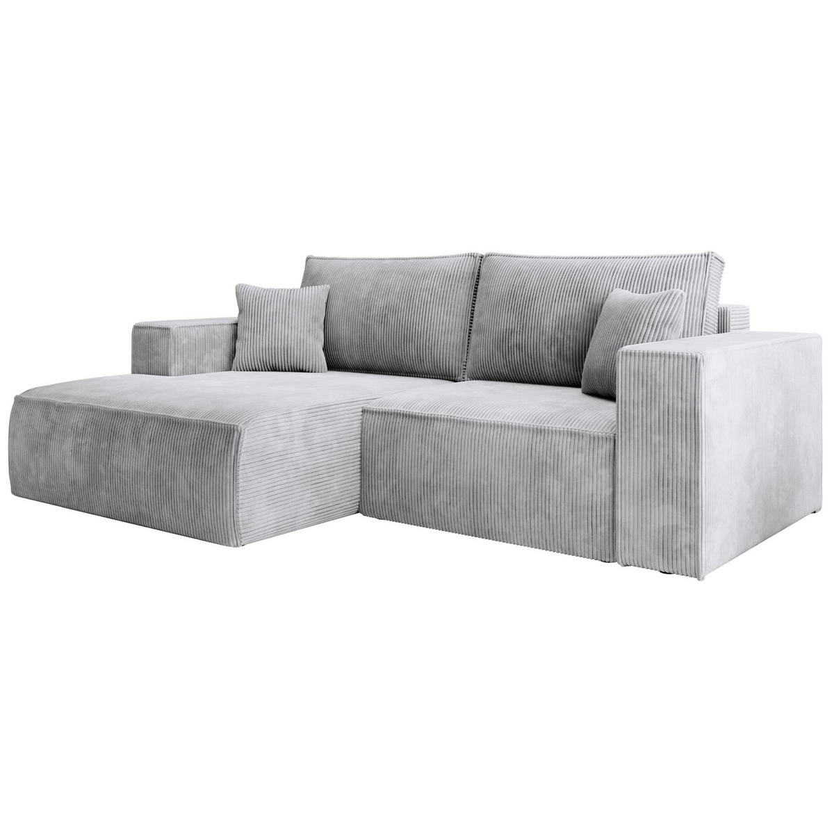 ECKSOFA Farese Mini mit Cordbezug Hellgrau, links - Hellgrau/Schwarz, Textil (240/167cm) - Selsey