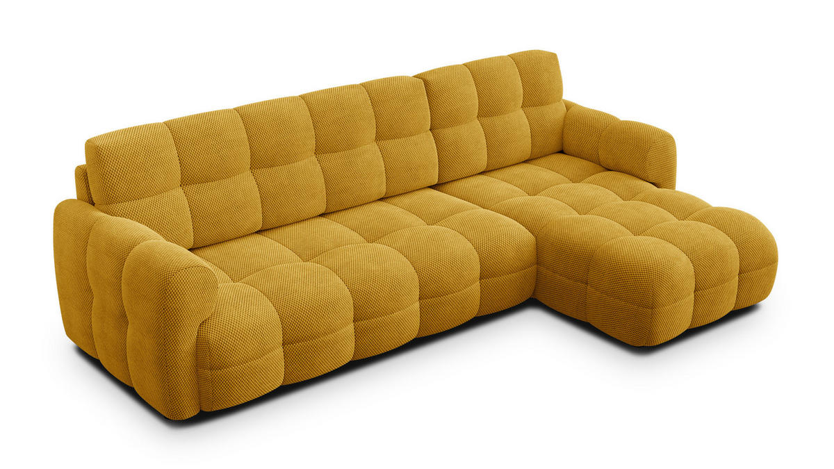 ECKSOFA MELLOW 4-Sitzer, safran - Gelb/Schwarz, Holz/Textil (262/156cm) - Courtois Laville