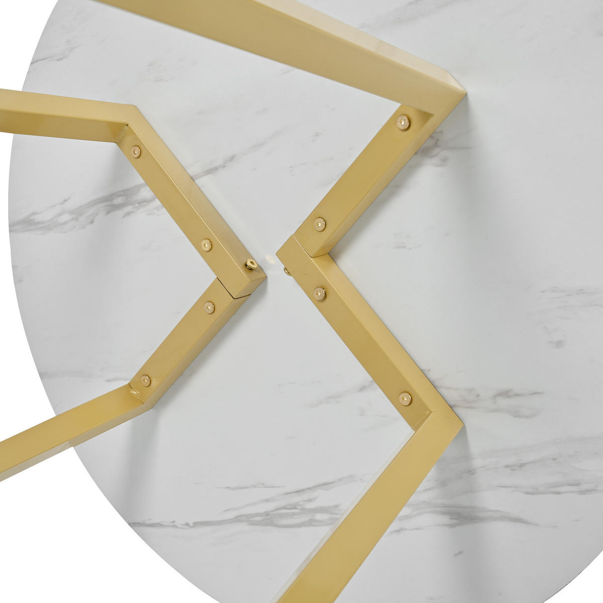 ESSTISCH 80/75 cm Weiß aus MDF und Metall mit Marmormuster - Weiß, Holzwerkstoff (80/80/75cm) - OKMYHOME