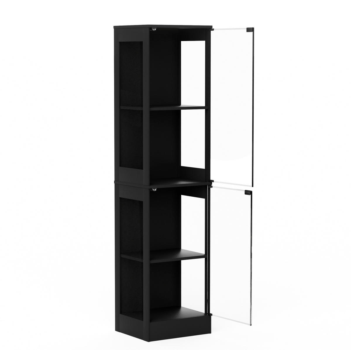 VITRINE aus ABS 40x35x165 cm Akazienholzoptik mit LED-Beleuchtung, Glastüren und Bewegungssensor - Naturfarben, Kunststoff (40/165/35cm) - Modfu