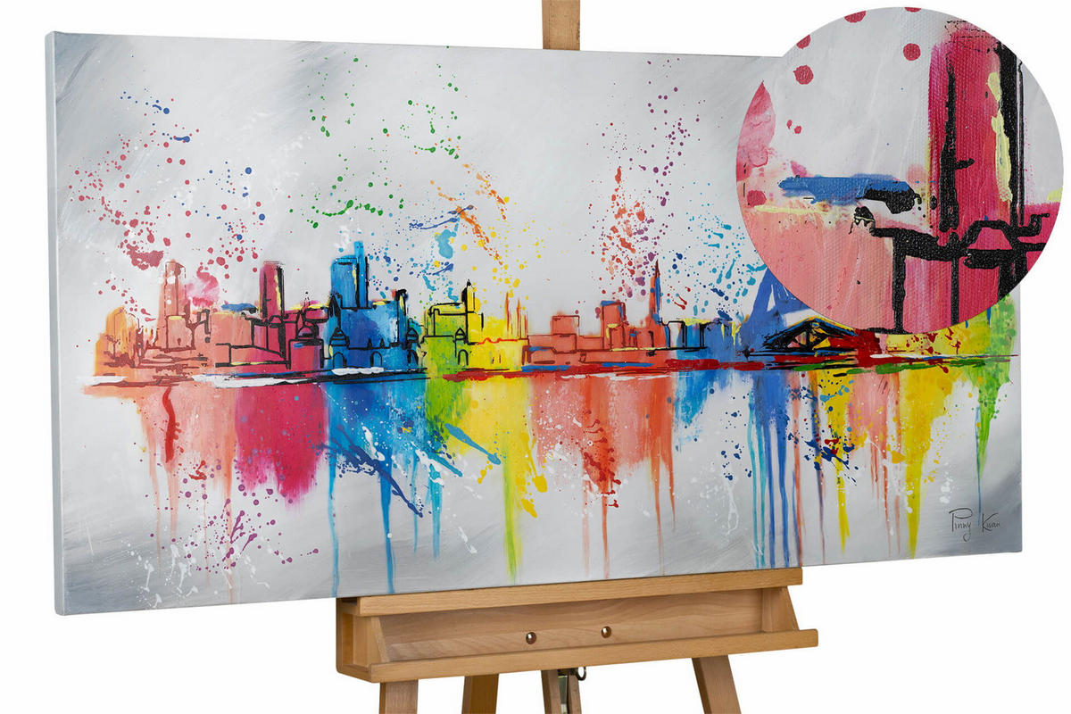 ACRYLBILD HANDGEMALT 120/60 cm - Multicolor/Grau, Holz/Textil (120/60cm) - KUNSTLOFT