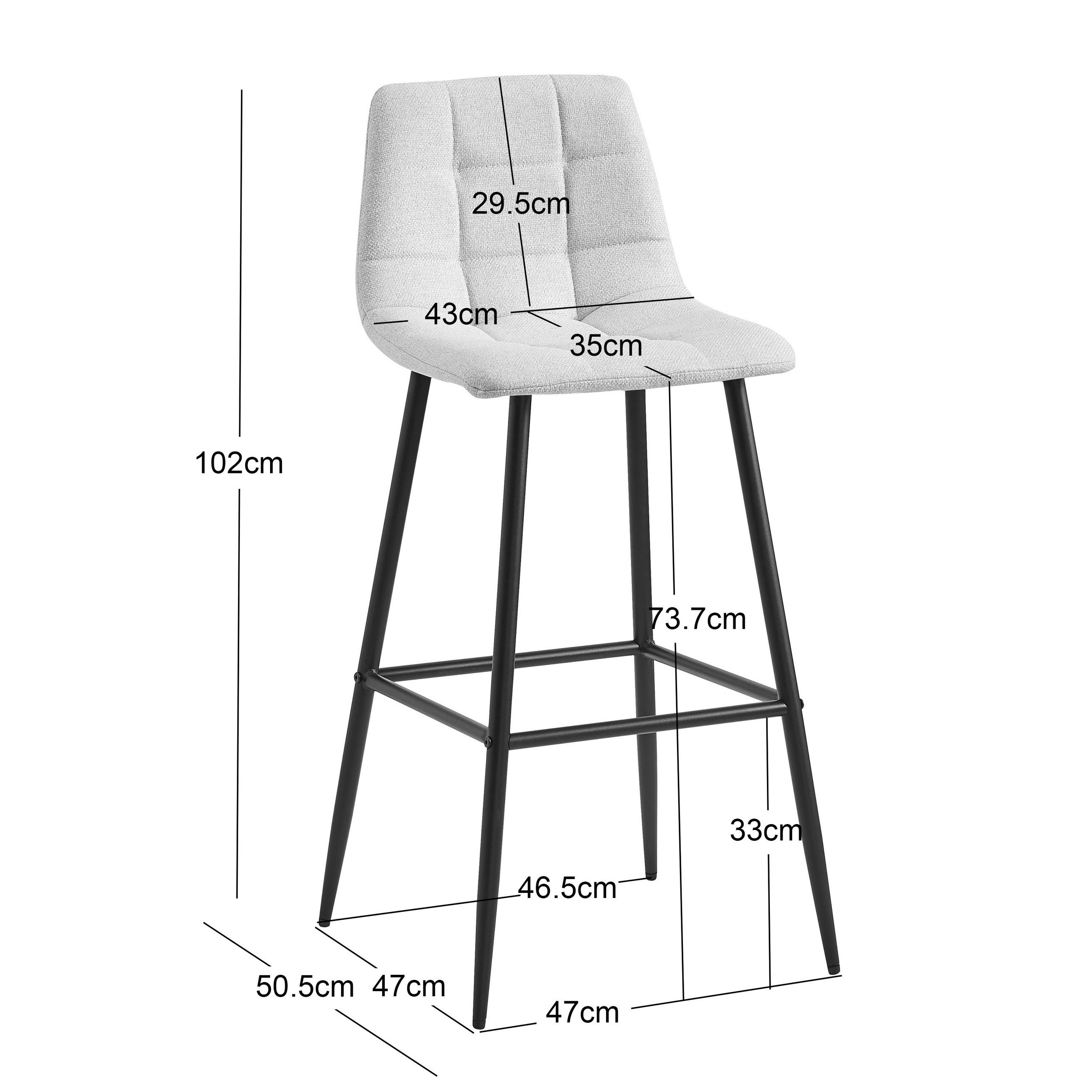 BARHOCKER 2er-Set Metall Weiß - Weiß, Metall (46.5/102/46.5cm) - Nordlys