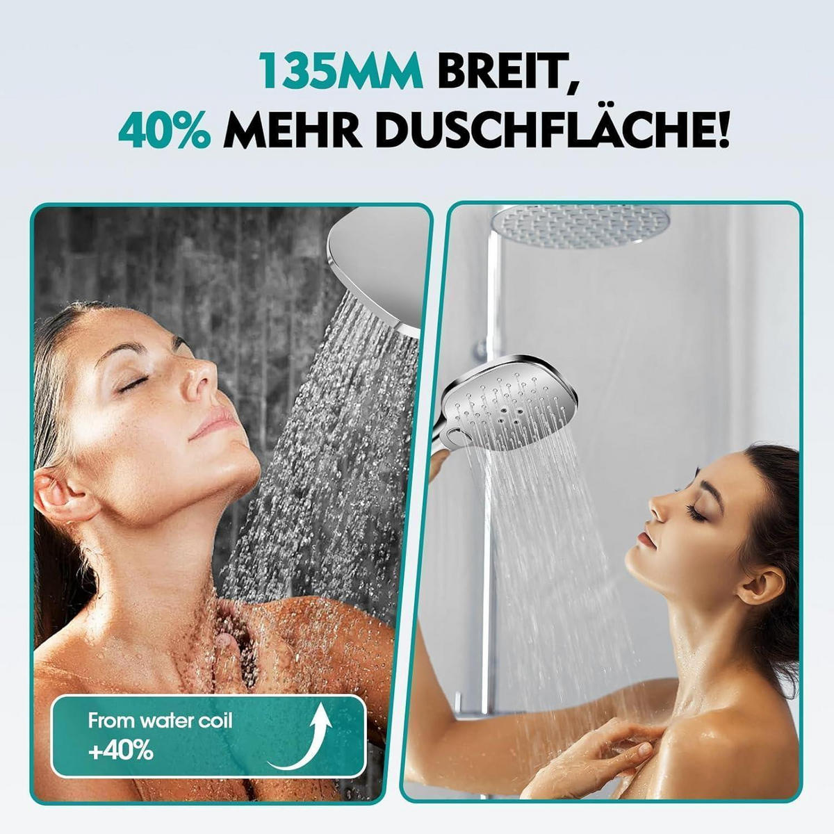 HANDBRAUSE mit 3 Strahlarten und 120 cm² Duschfläche silber - Silberfarben, Kunststoff (12/12.7/25cm)