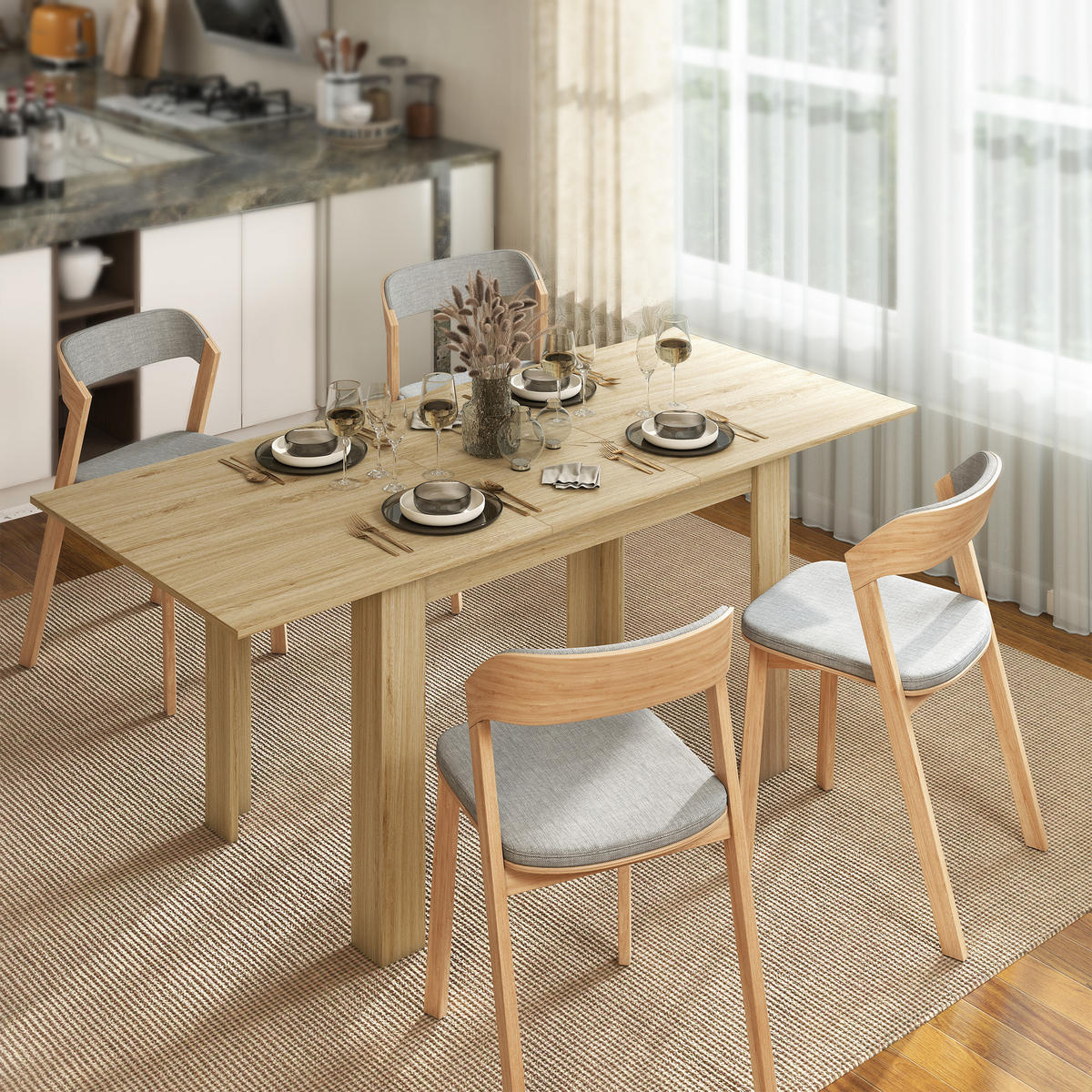 AUSZIEHTISCH Eichefarben Ausziehbar 140-180/80/75 cm - Naturfarben, Holz (80/180/75cm) - PANGIVO