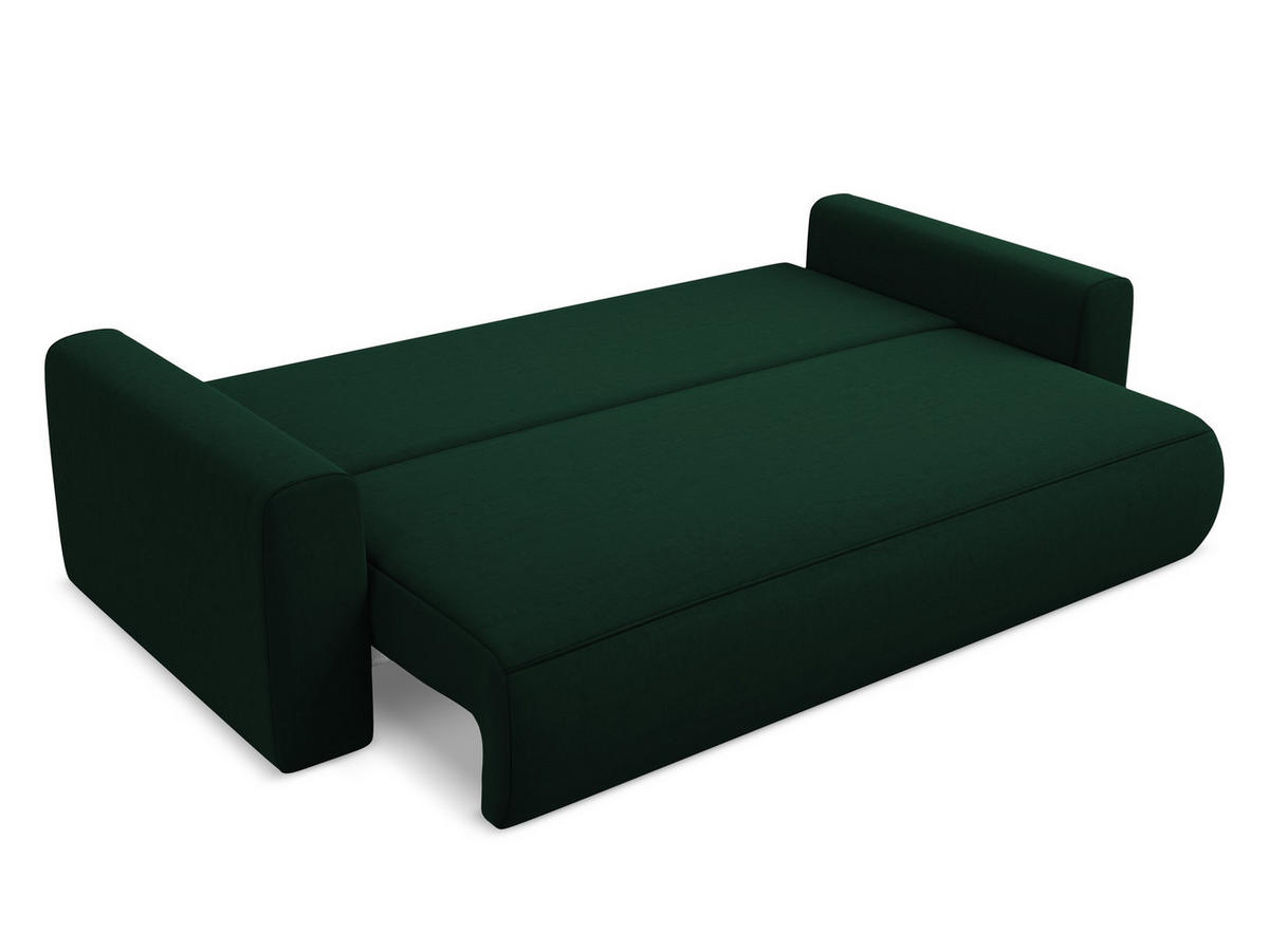 3-SITZER SOFA mit Schlaffunktion Samt Stoff Grün - Dunkelgrün/Schwarz, Kunststoff/Textil (238/82/105cm) - Makamii