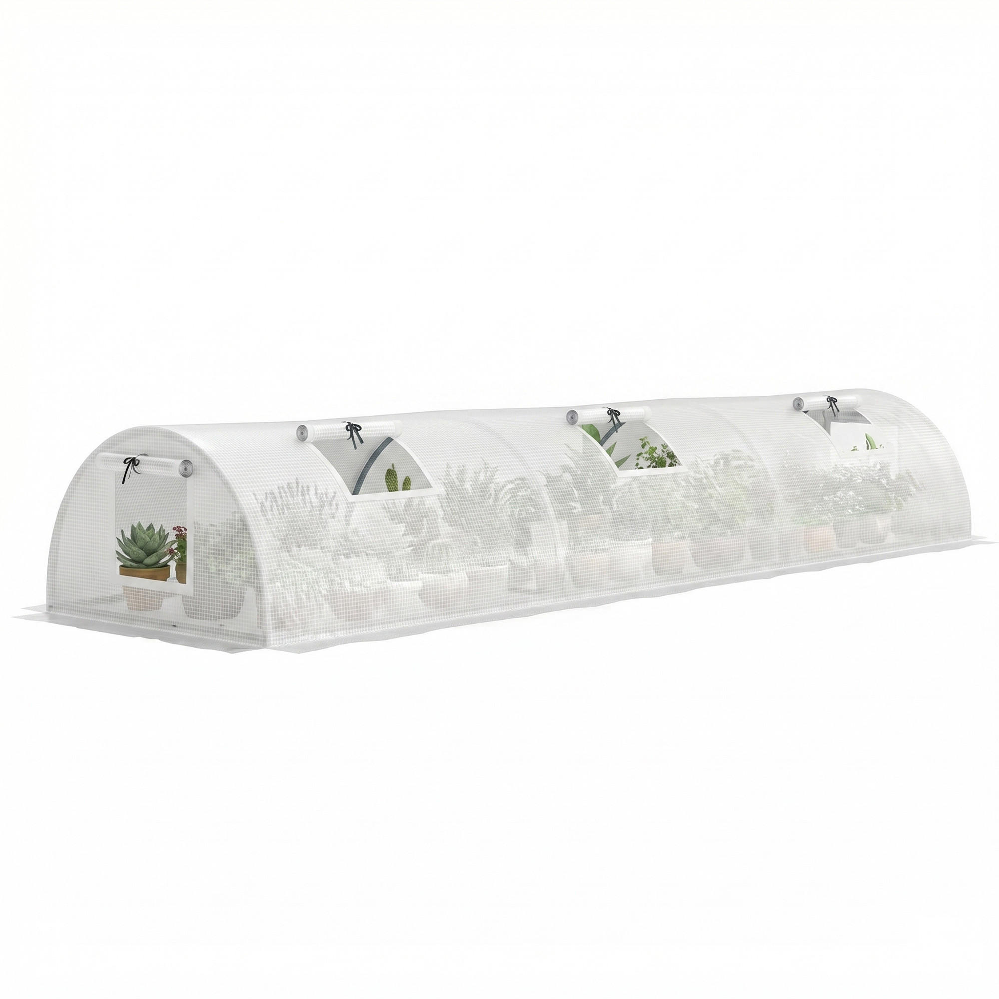 FOLIENGEWÄCHSHAUS DE-05714 Mini-Tunnel, Netz-Fenster, UV-beständig Weiß - Weiß, Kunststoff/Metall (80/45/300cm) - ComfortXL