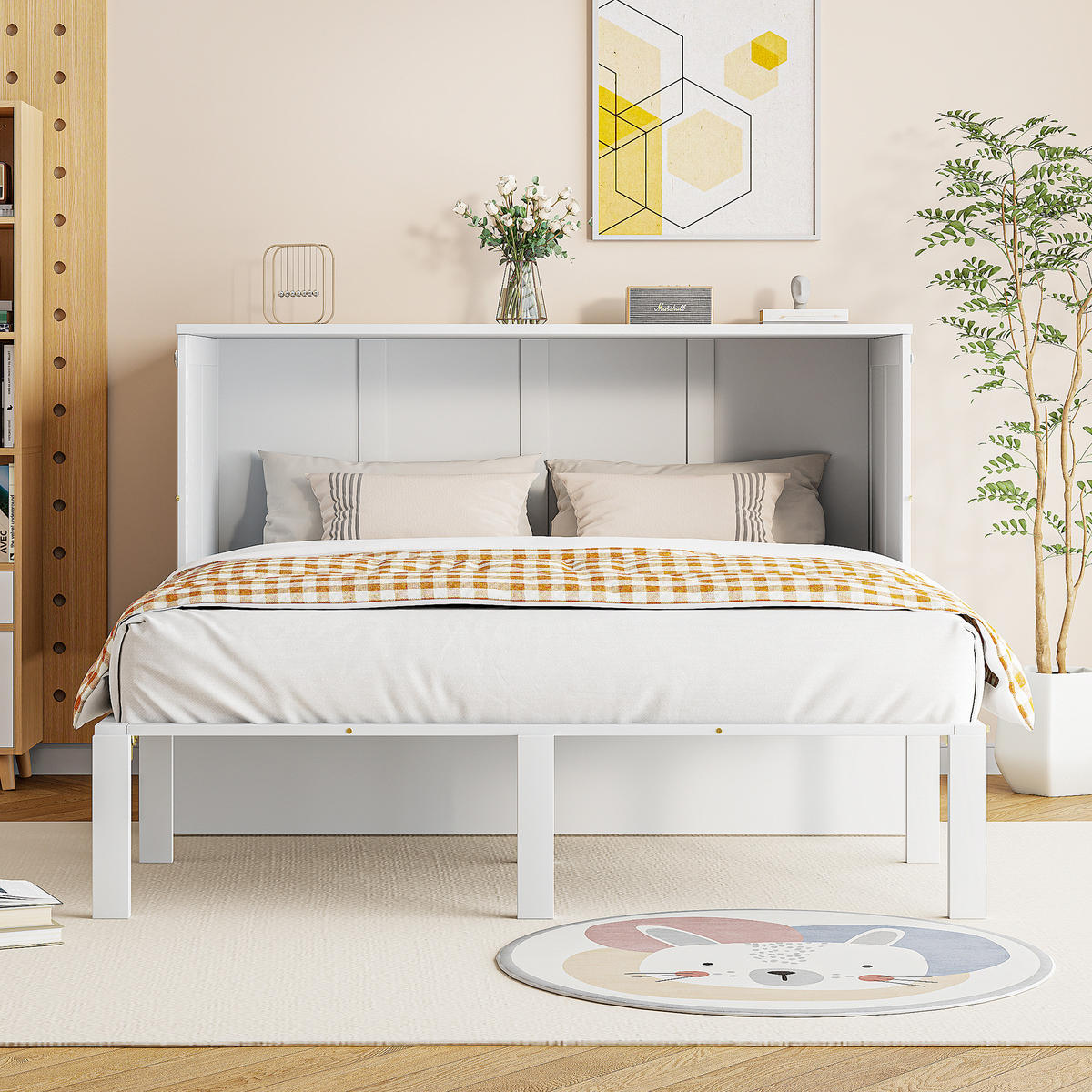 SCHRANKBETT 140/200 cm Weiß mit Lattenrost und platzsparendem Design - Weiß, Holz (140/200cm) - OKWISH