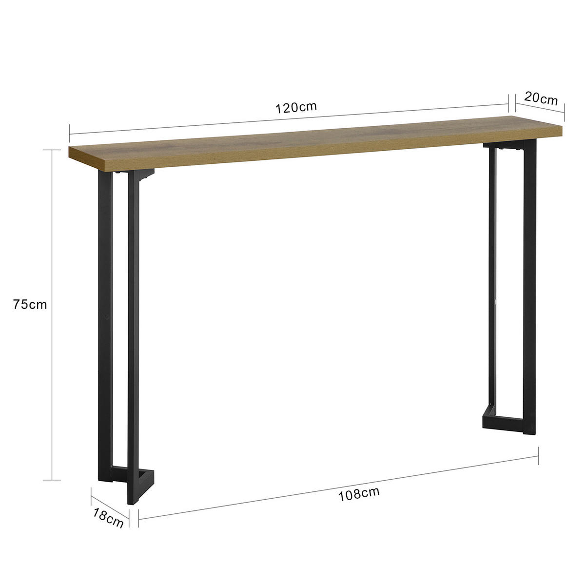 KONSOLENTISCH Vintage - Naturfarben, Holzwerkstoff (20/120/75cm) - SoBuy