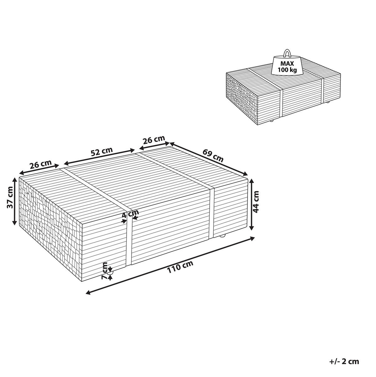 KONFERENČNÍ STOLEK Teakové dřevo světle hnědý obdélníkový 69/110 cm pojízdný Gander - černá/hnědá, dřevo (110/69/37cm) - Beliani