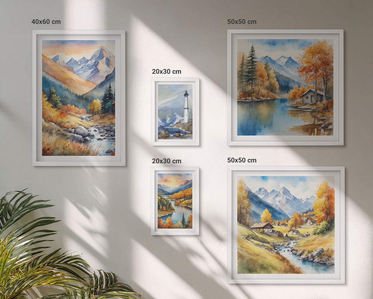 BILDER SET 5er Set - 50x50 cm & 20x30 cm & 40x60 cm Weißer Rahmen - Polnische Städte Ustka Tarnów Sopot - Weiß, Kunststoff (40/60cm) - TULUP